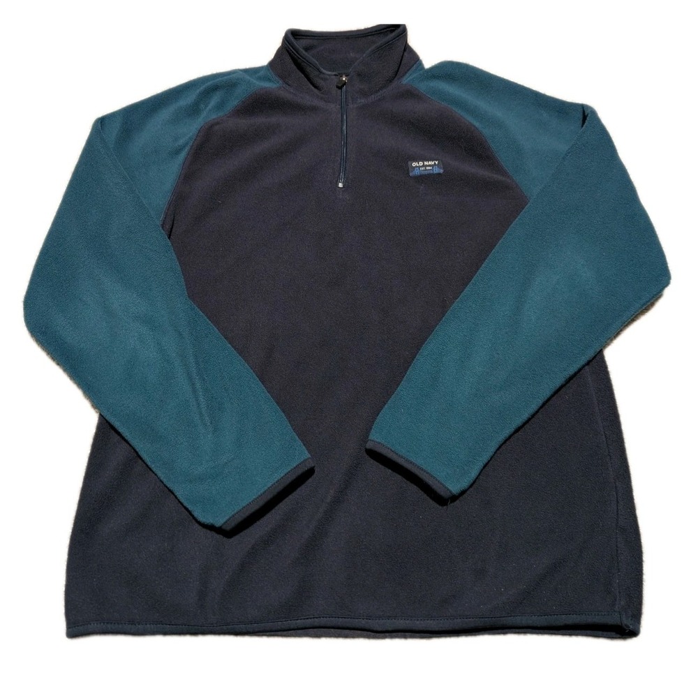 Old Navy Men's Fleece Pullover‎ Sweatshirt Teal Navy Blue Size Large